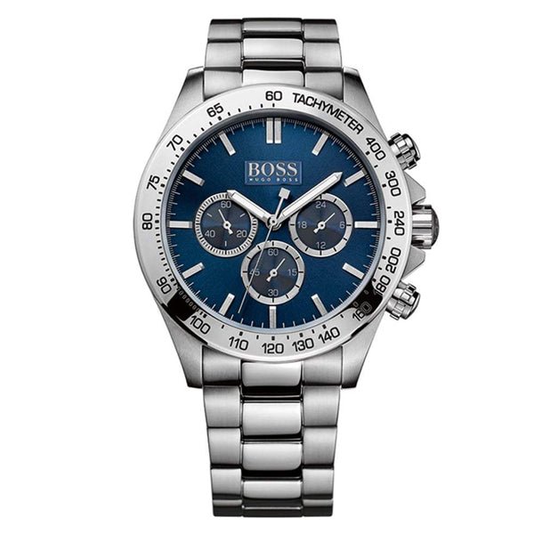 Hugo Boss Ikon Blue Dial Silver Steel Strap Watch for Men - 1512963 Watches Hugo Boss   