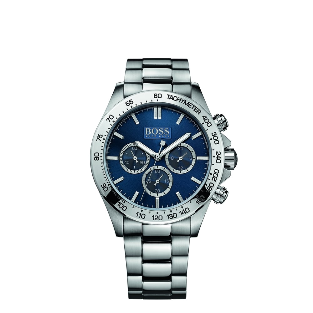 Hugo Boss Ikon Blue Dial Silver Steel Strap Watch for Men - 1512963 Watches Hugo Boss   