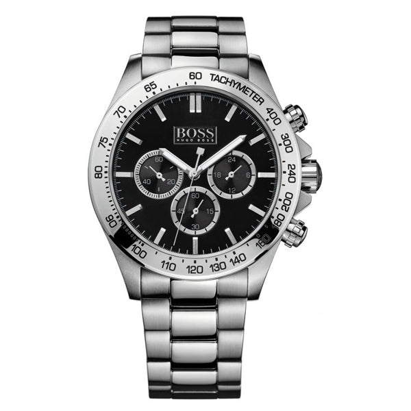 Hugo Boss Ikon Black Dial Silver Steel Strap Watch for Men - 1512965 Watches Hugo Boss   