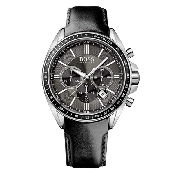 Hugo Boss Contemporary Sport Driver Black Dial Black Leather Strap Watch for Men - 1513085 Watches Hugo Boss   