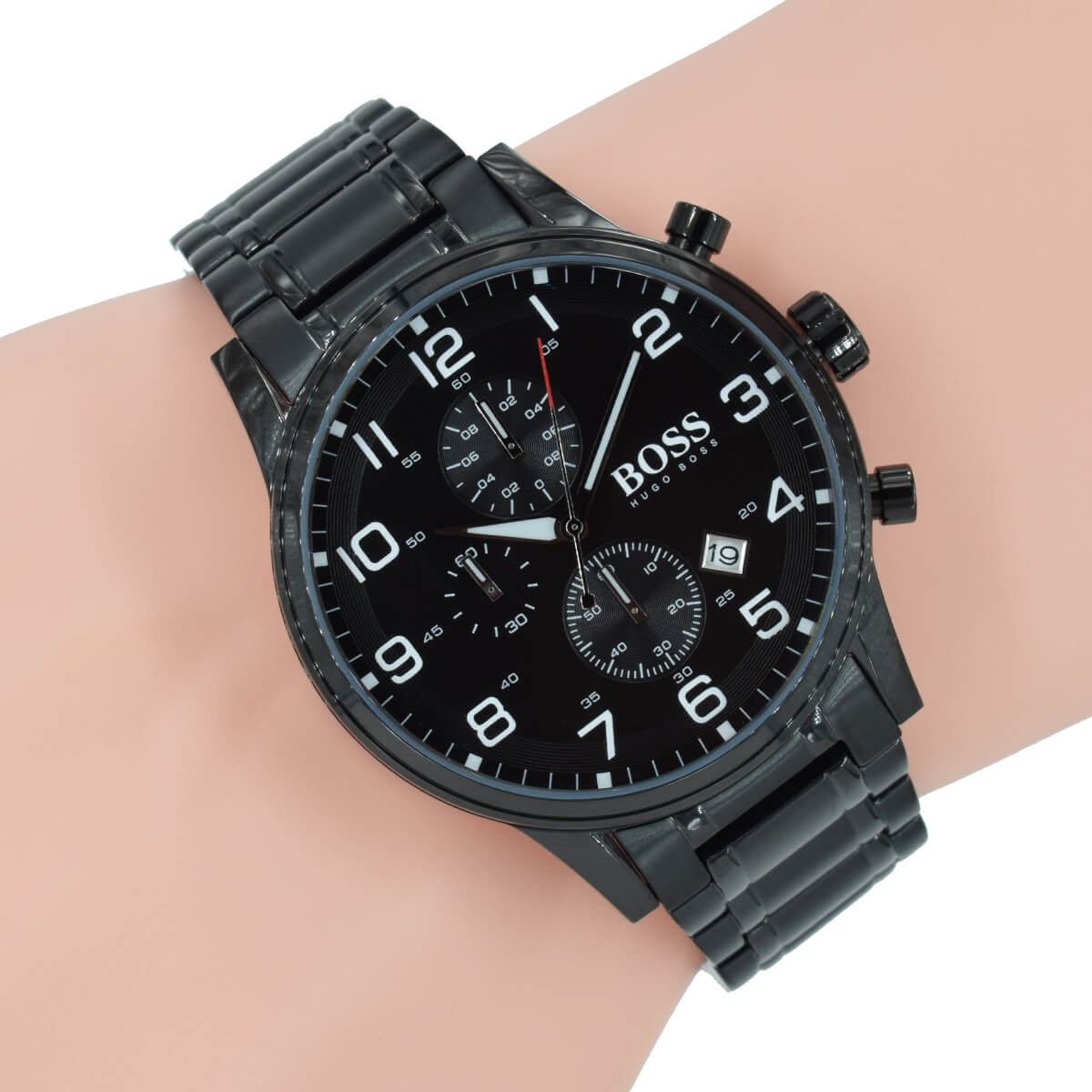 Hugo Boss Chronograph Black Dial Black Steel Strap Watch for Men - 1513180 Watches Hugo Boss   