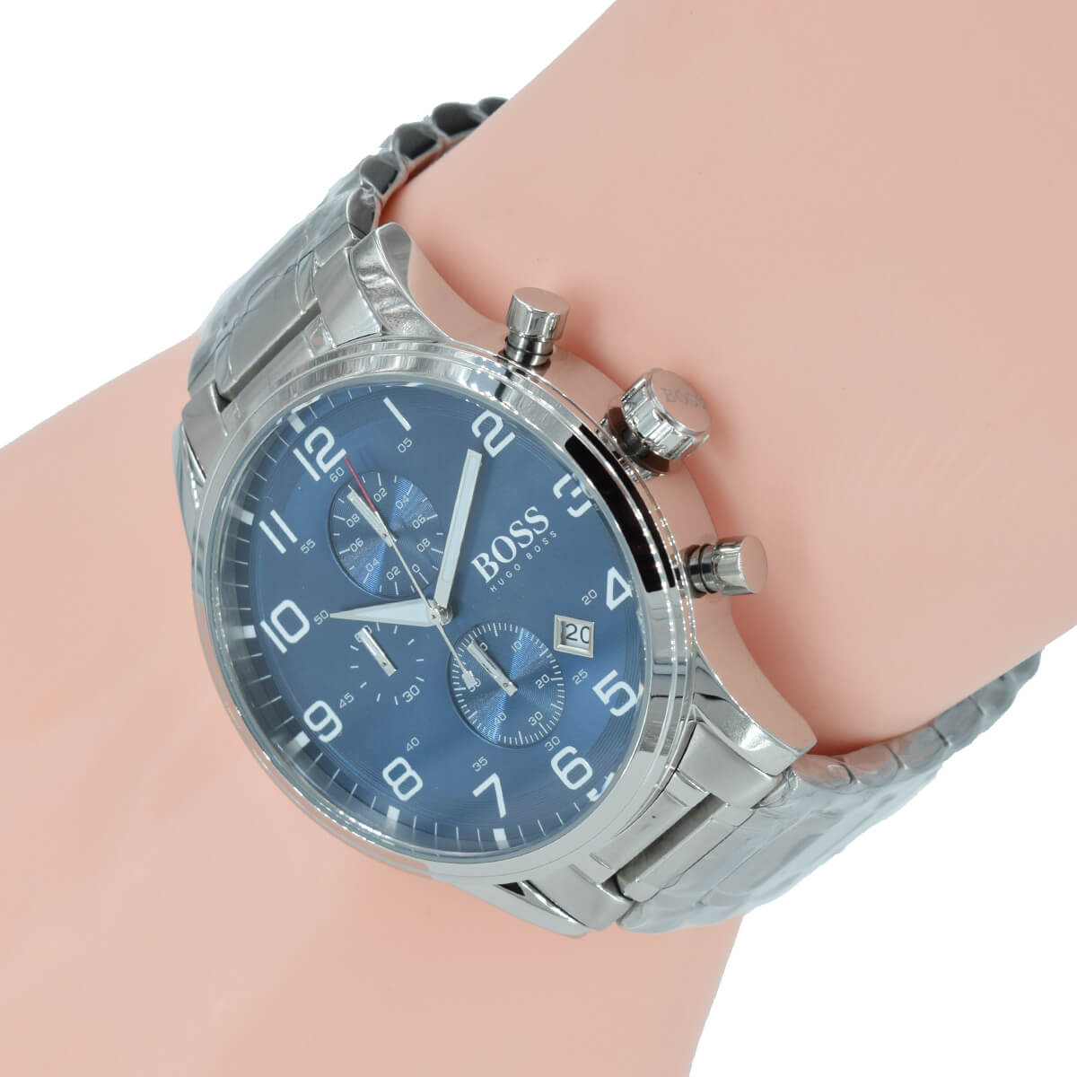 Hugo Boss Aeroliner Blue Dial Silver Steel Strap Watch for Men - 1513183 Watches Hugo Boss   