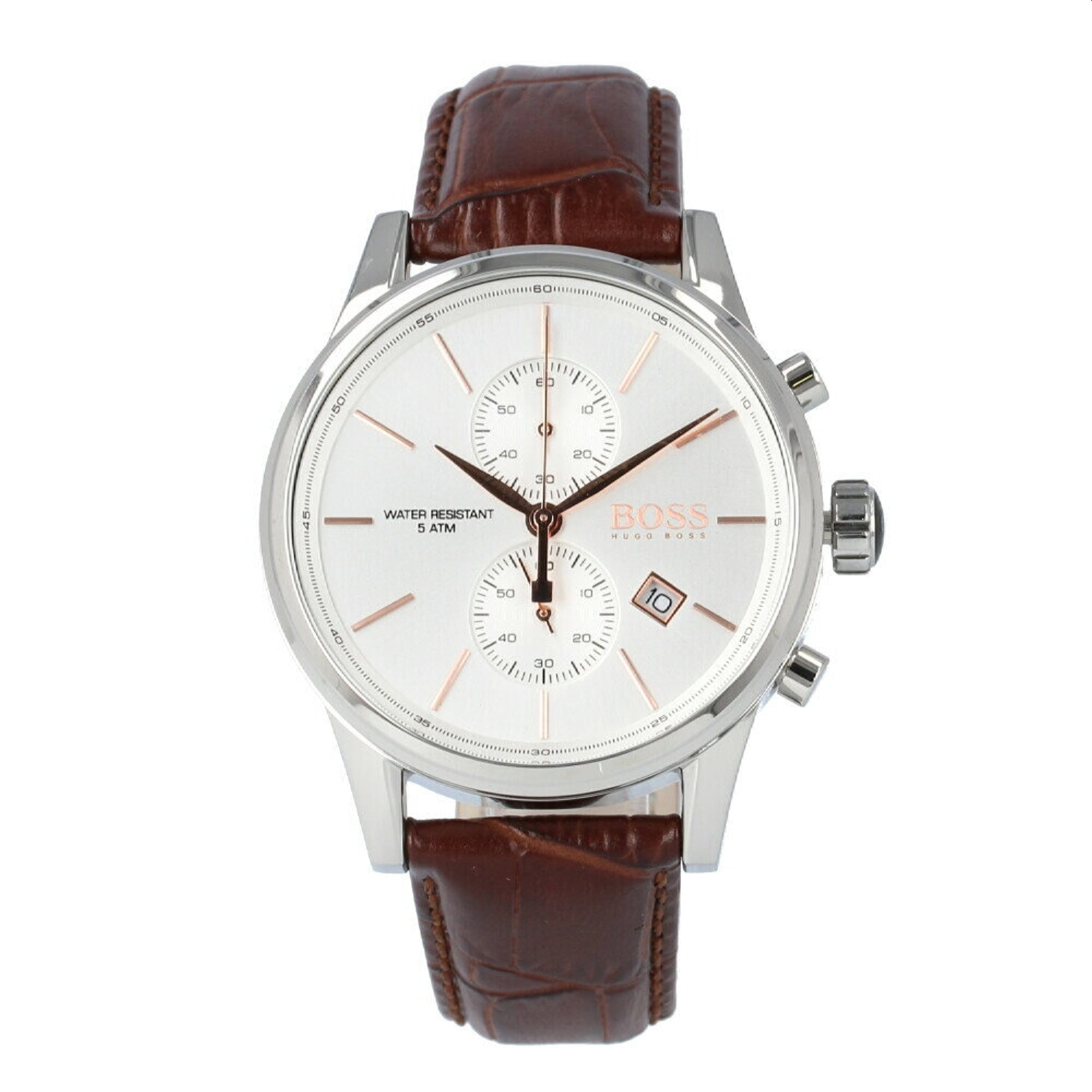 Hugo Boss Jet White Dial Brown Leather Strap Watch for Men - 1513280 Watches Hugo Boss   