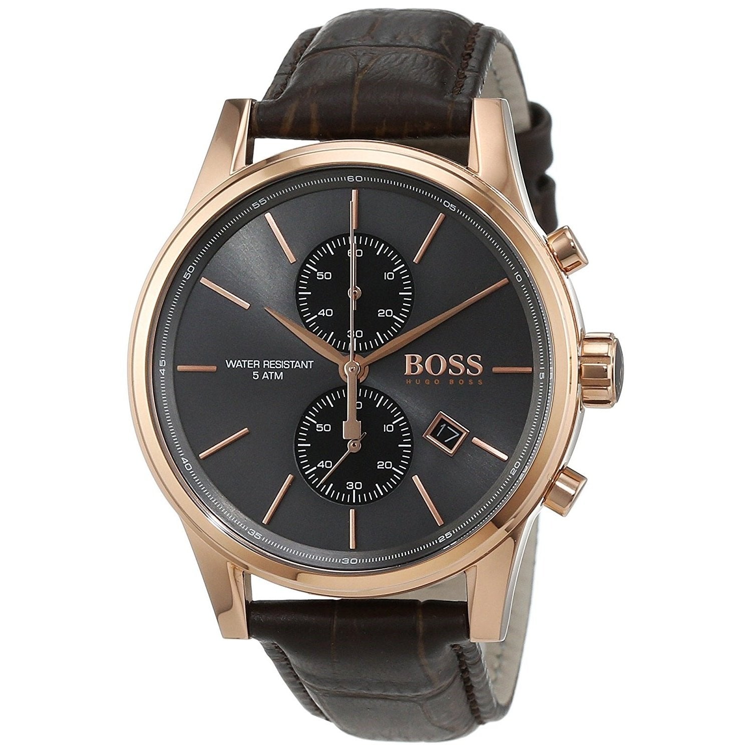 Hugo Boss Jet Grey Dial Brown Leather Strap Watch for Men - 1513281 Watches Hugo Boss   