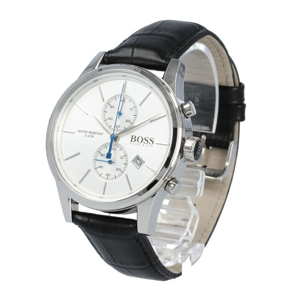 Hugo Boss Jet Silver Dial Black Leather Strap Watch for Men - 1513282 Watches Hugo Boss   