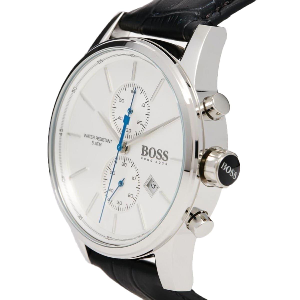 Hugo Boss Jet Silver Dial Black Leather Strap Watch for Men - 1513282 Watches Hugo Boss   