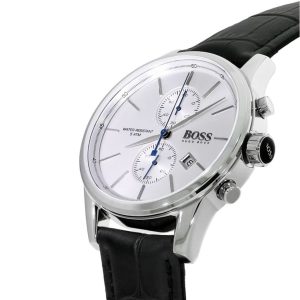 Hugo Boss Jet Silver Dial Black Leather Strap Watch for Men - 1513282 Watches Hugo Boss   