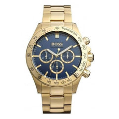 Hugo Boss Ikon Blue Dial Gold Steel Strap Watch for Men - 1513340 Watches Hugo Boss   