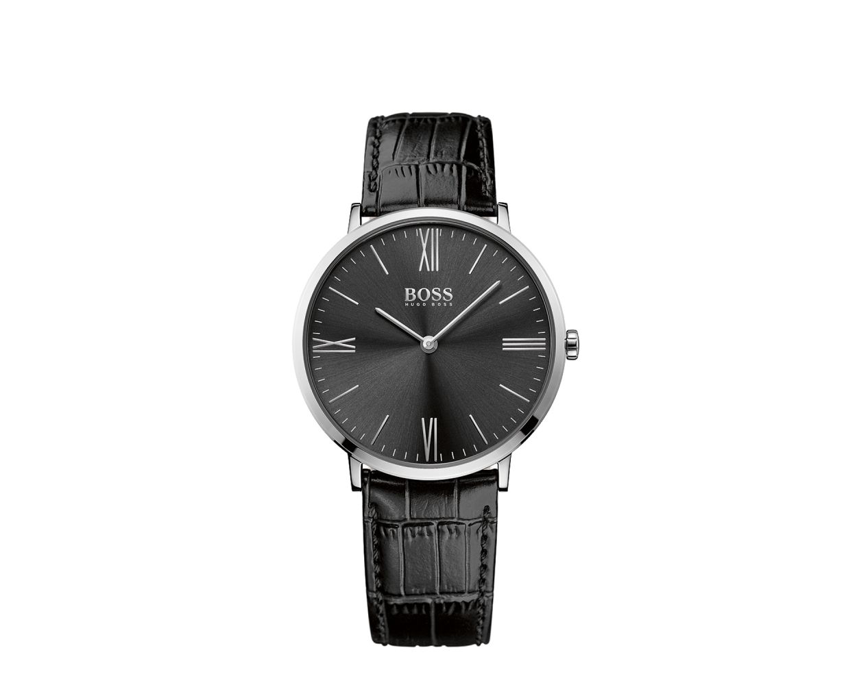 Hugo Boss Jackson Black Dial Black Leather Strap Watch for Men - 1513369 Watches Hugo Boss   
