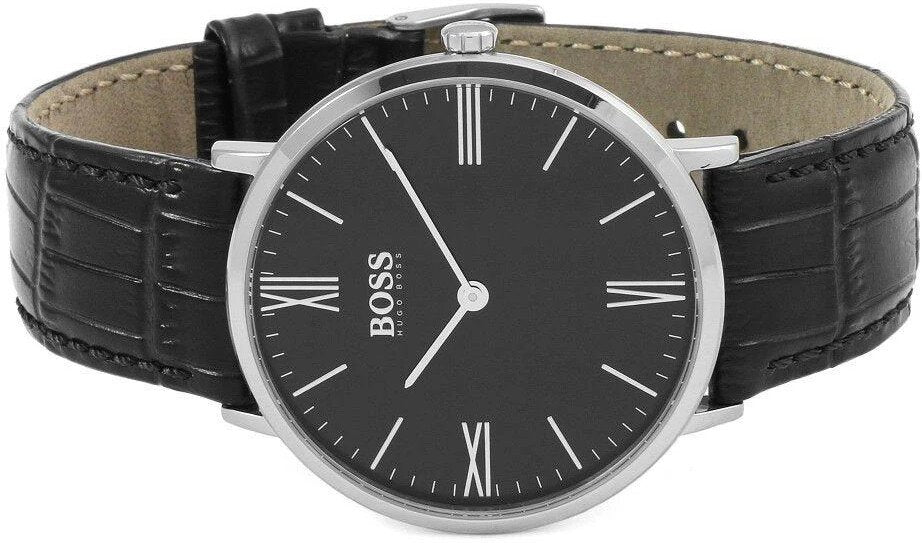 Hugo Boss Jackson Black Dial Black Leather Strap Watch for Men - 1513369 Watches Hugo Boss   