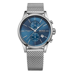 Hugo Boss Jet Blue Dial Silver Mesh Bracelet Watch for Men - 1513441 Watches Hugo Boss   