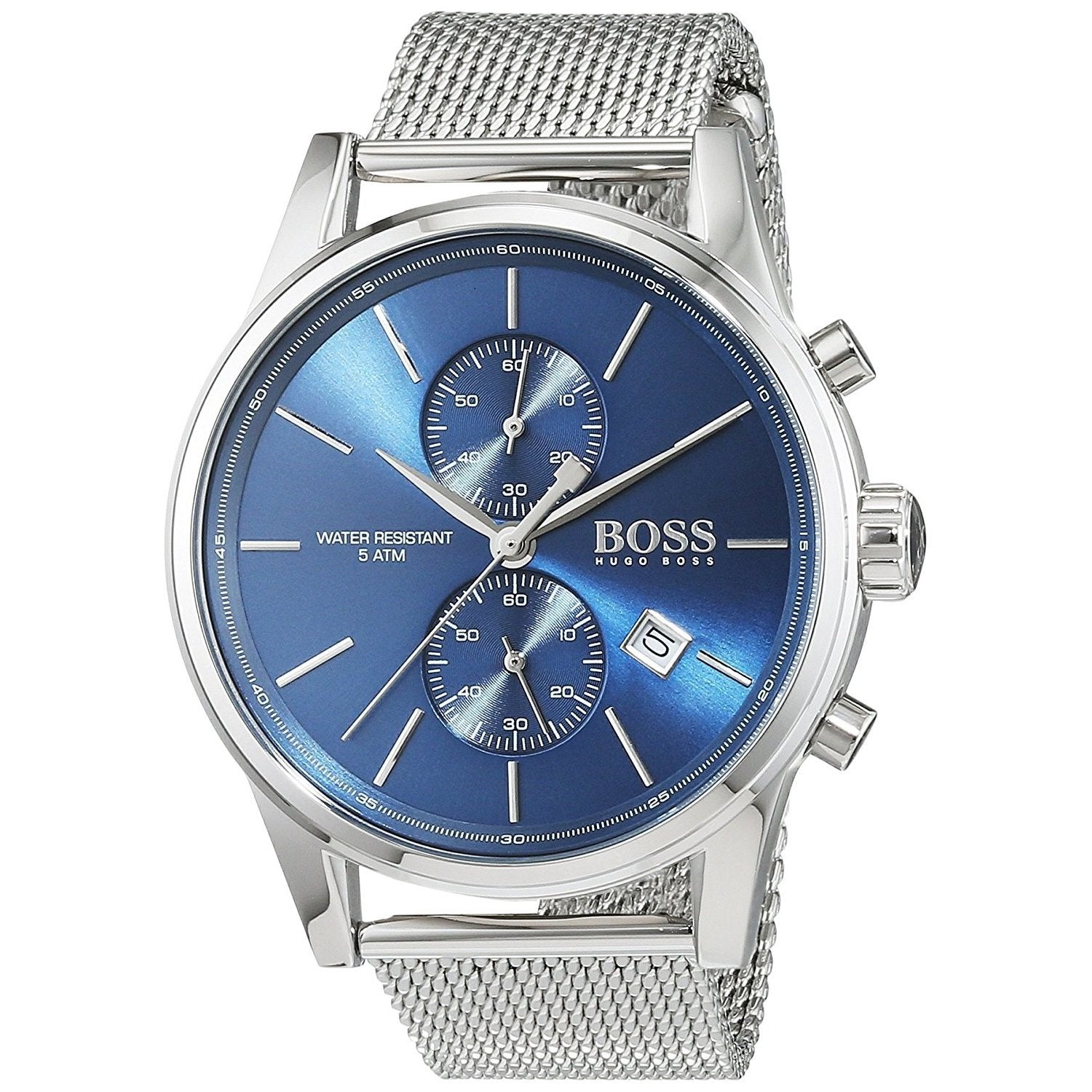 Hugo Boss Jet Blue Dial Silver Mesh Bracelet Watch for Men - 1513441 Watches Hugo Boss   