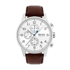 Hugo Boss Navigator White Dial Brown Leather Strap Watch for Men - 1513495 Watches Hugo Boss   