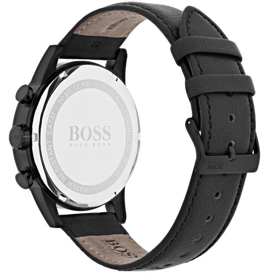 Hugo Boss Navigator Black Dial Black Leather Strap Watch for Men - 1513497 Watches Hugo Boss   