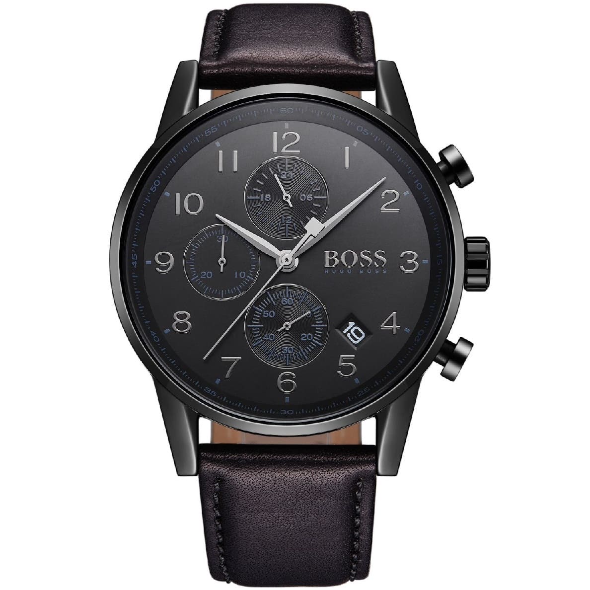 Hugo Boss Navigator Black Dial Black Leather Strap Watch for Men - 1513497 Watches Hugo Boss   