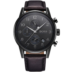 Hugo Boss Navigator Black Dial Black Leather Strap Watch for Men - 1513497 Watches Hugo Boss   