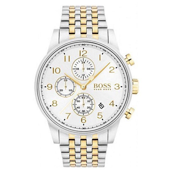 Hugo Boss Navigator White Dial Two Tone Steel Strap Watch for Men - 1513499 Watches Hugo Boss   