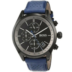 Hugo Boss Grand Prix Chronograph Black Dial Blue Leather Strap Watch for Men - 1513563 Watches Hugo Boss   