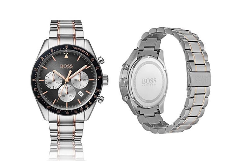 Hugo Boss Trophy Chronograph Grey Dial Silver Steel Strap Watch for Men - 1513634 Watches Hugo Boss   