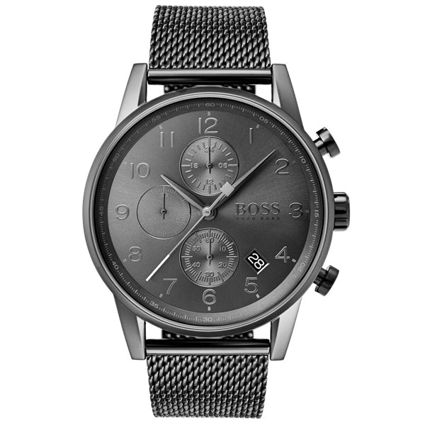 Hugo Boss Navigator Grey Dial Grey Mesh Bracelet Watch for Men - 1513674 Watches Hugo Boss   