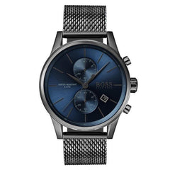 Hugo Boss Jet Blue Dial Gunmetal Mesh Bracelet Watch for Men  - 1513677 Watches Hugo Boss   