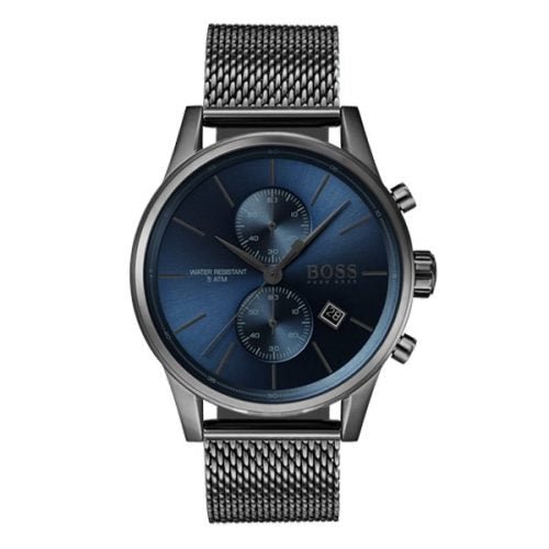 Hugo Boss Jet Blue Dial Gunmetal Mesh Bracelet Watch for Men  - 1513677 Watches Hugo Boss   