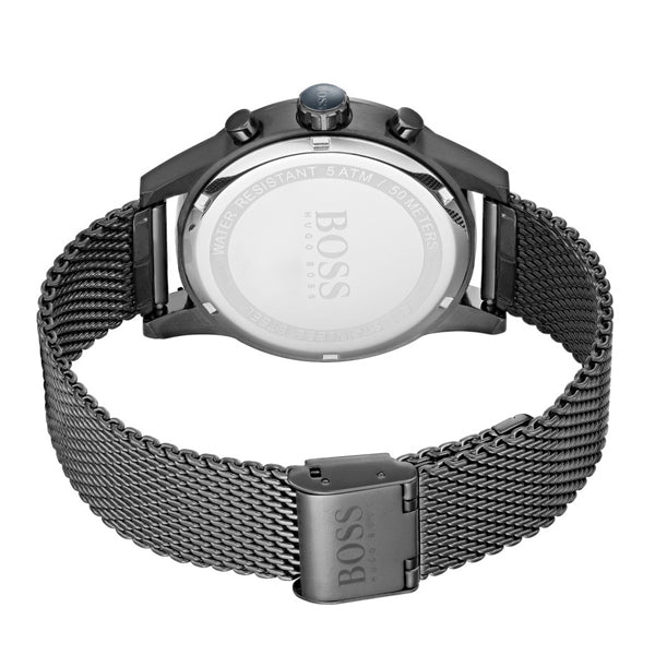 Hugo Boss Jet Blue Dial Gunmetal Mesh Bracelet Watch for Men  - 1513677 Watches Hugo Boss   