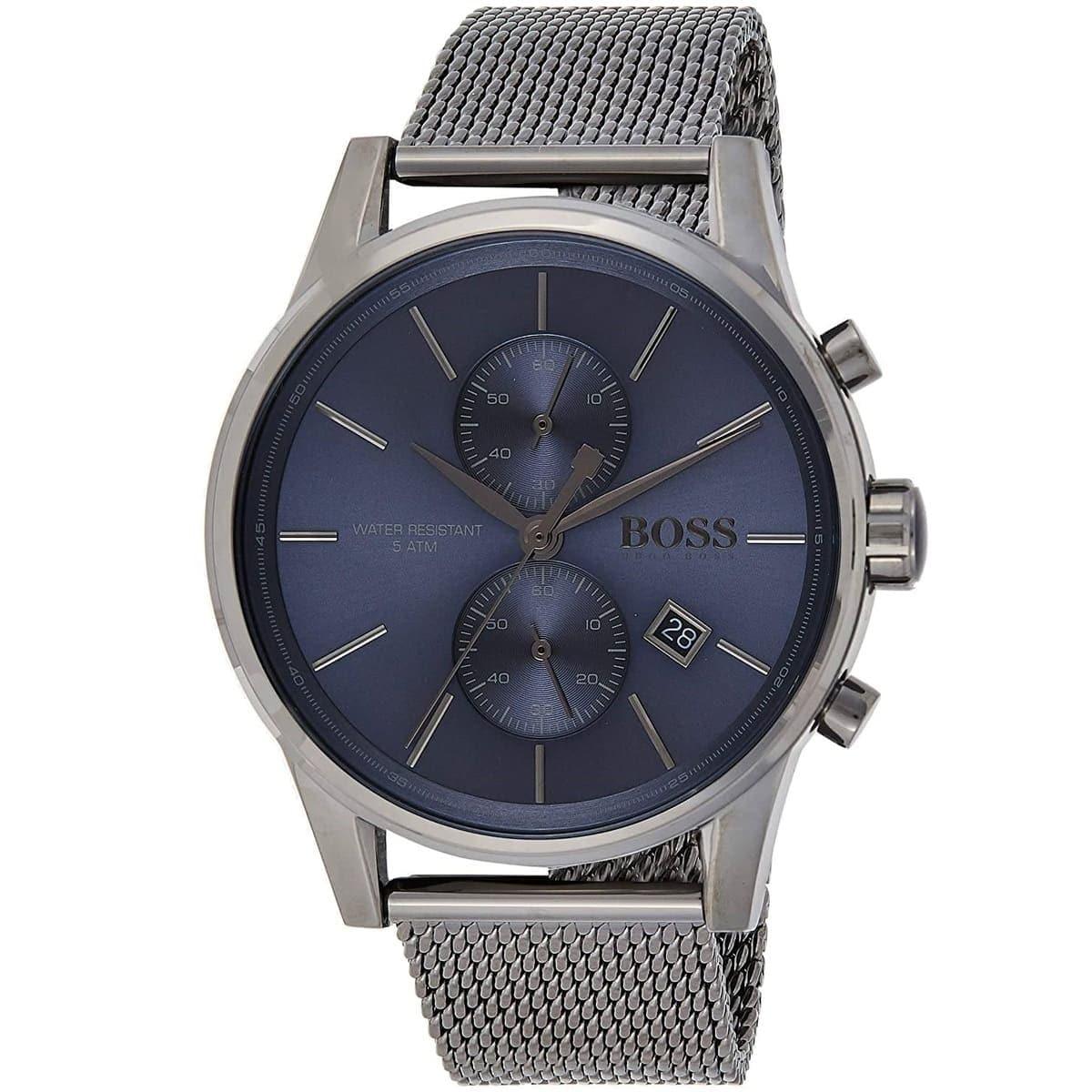 Hugo Boss Jet Blue Dial Gunmetal Mesh Bracelet Watch for Men  - 1513677 Watches Hugo Boss   