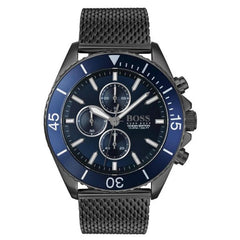 Hugo Boss Ocean Edition Blue Dial Black Mesh Bracelet Watch for Men - 1513702 Watches Hugo Boss   