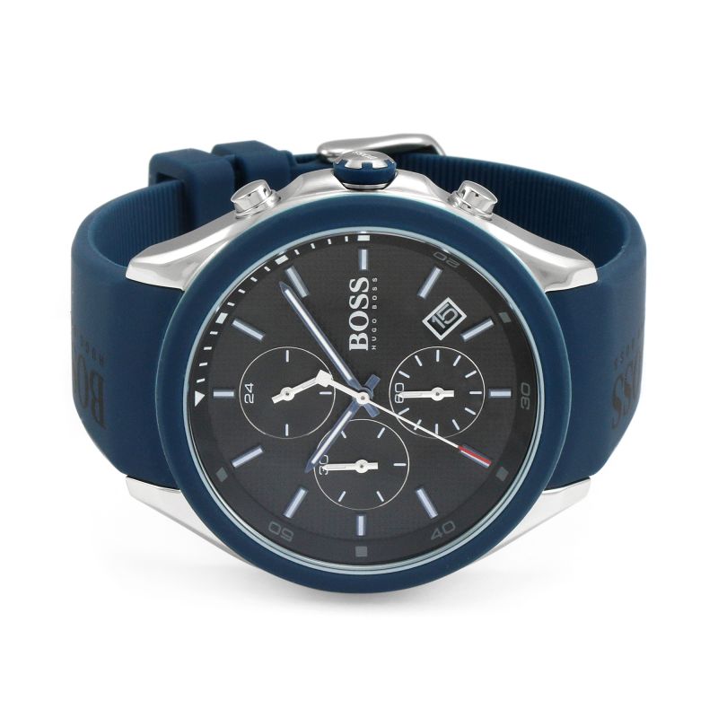 Hugo Boss Velocity Black Dial Blue Rubber Strap Watch for Men - 1513717 Watches Hugo Boss   