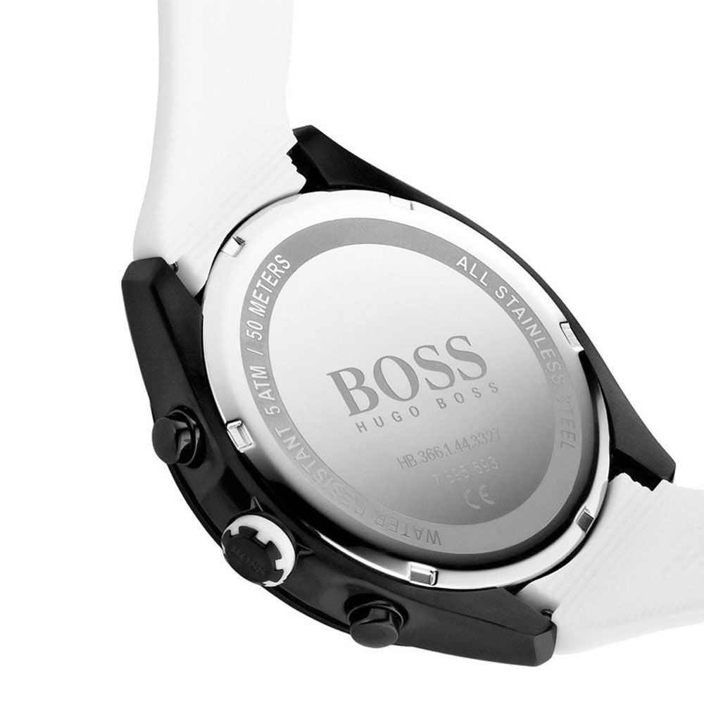 Hugo Boss Velocity Black Dial White Rubber Strap Watch for Men - 1513718 Watches Hugo Boss   