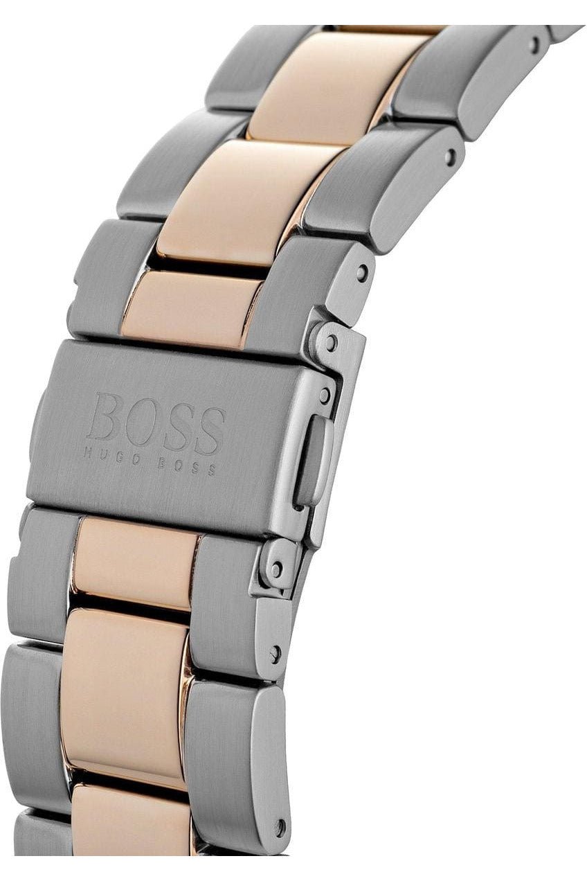 Hugo Boss Here Chronograph Black Dial Two Tone Steel Strap Watch for Men - 1513757 Watches Hugo Boss   