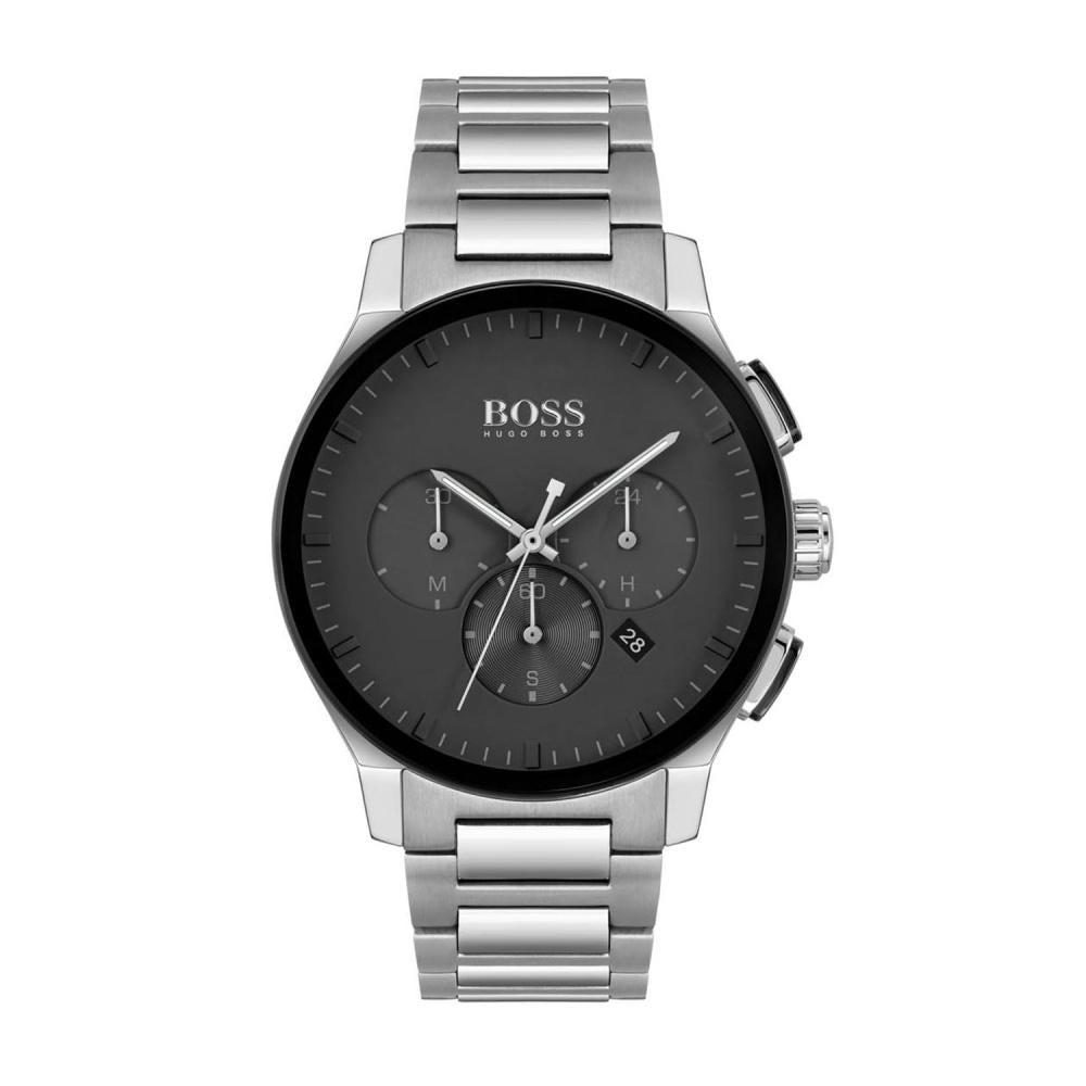 Hugo Boss Peak Black Dial Silver Steel Strap Watch for Men - 1513762 Watches Hugo Boss   