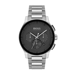 Hugo Boss Peak Black Dial Silver Steel Strap Watch for Men - 1513762 Watches Hugo Boss   