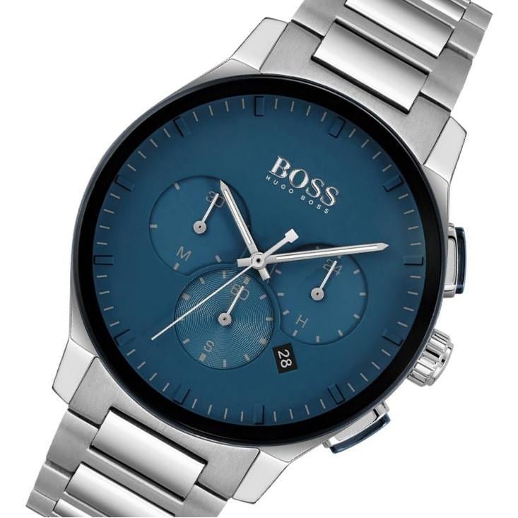 Hugo Boss Peak Chronograph Blue Dial Silver Steel Strap Watch for Men - 1513763 Watches Hugo Boss   