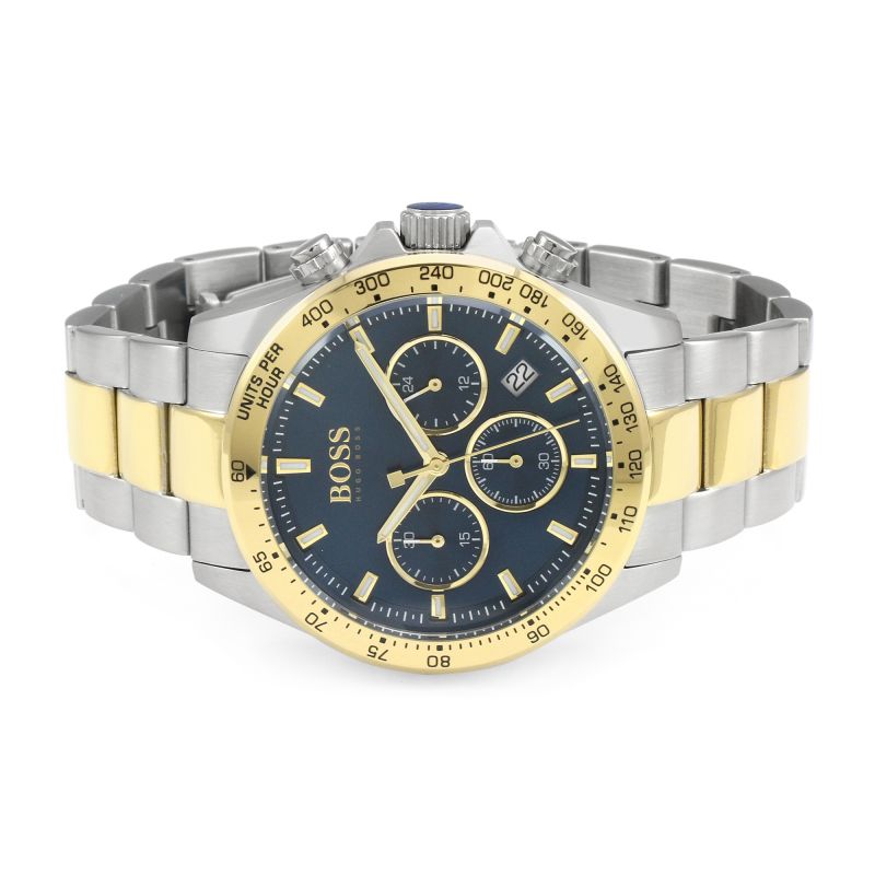 Hugo Boss Hero Blue Dial Two Tone Steel Strap Watch for Men - 1513767 Watches Hugo Boss   