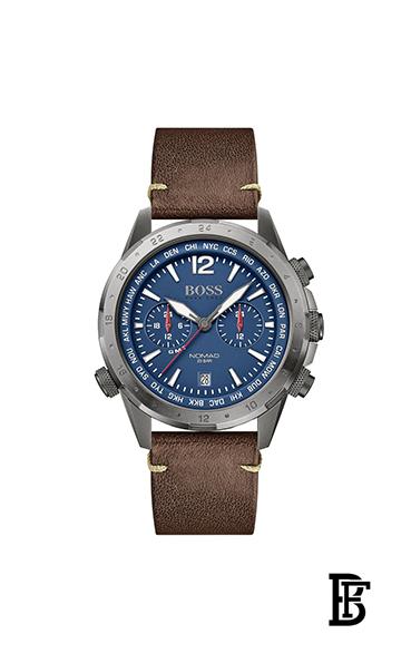 Hugo Boss Nomad Blue Dial Brown Leather Strap Watch for Men - 1513773 Watches Hugo Boss   