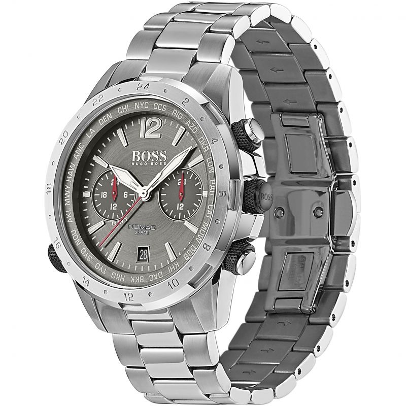 Hugo Boss Nomad Grey Dial Silver Steel Strap Watch for Men - 1513774 Watches Hugo Boss   