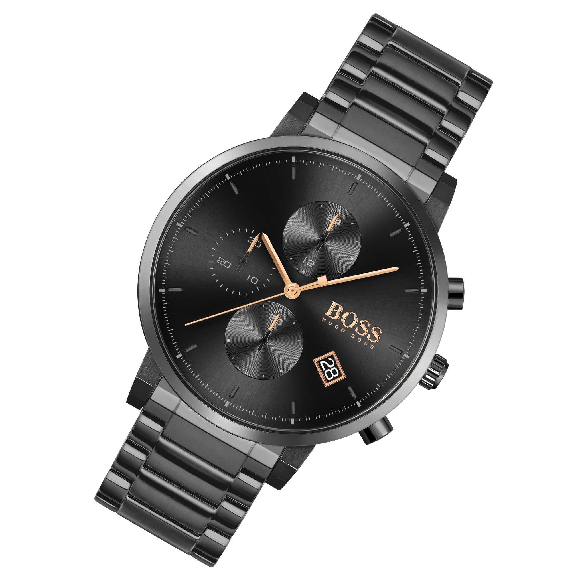 Hugo Boss Integrity Black Dial Black Steel Strap Watch for Men - 1513780 Watches Hugo Boss   