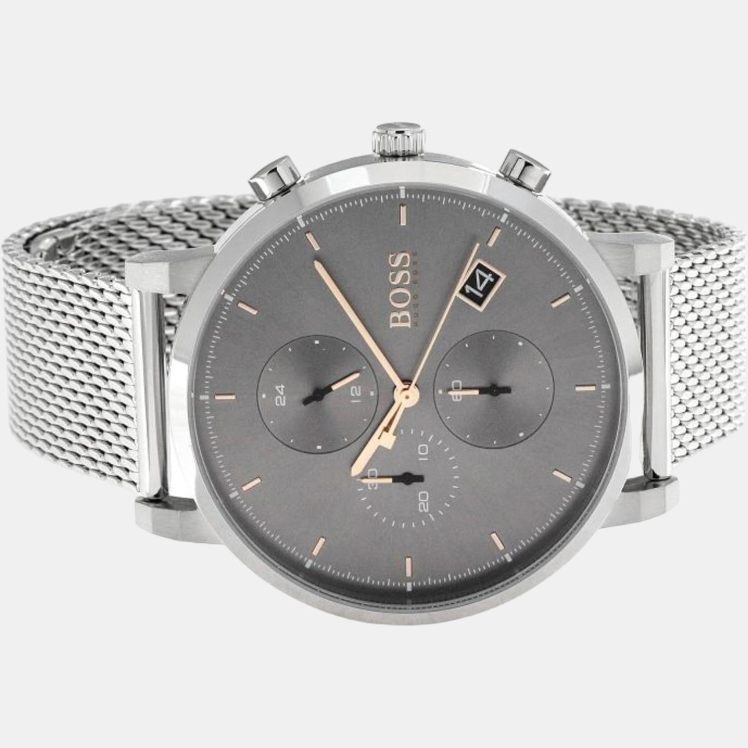 Hugo Boss Integrity Grey Dial Silver Mesh Bracelet Watch for Men - 1513807 Watches Hugo Boss   