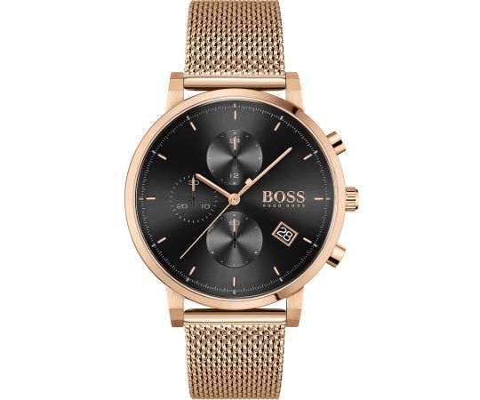 Hugo Boss Integrity Black Dial Gold Mesh Bracelet Watch for Men - 1513808 Watches Hugo Boss   