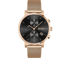 Hugo Boss Integrity Black Dial Gold Mesh Bracelet Watch for Men - 1513808 Watches Hugo Boss   