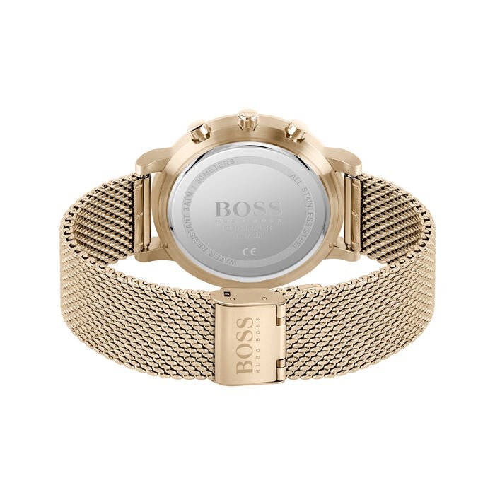 Hugo Boss Integrity Black Dial Gold Mesh Bracelet Watch for Men - 1513808 Watches Hugo Boss   