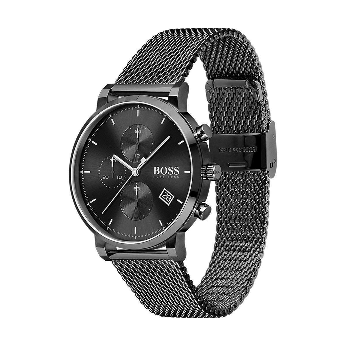 Hugo Boss Integrity Black Dial Black Mesh Bracelet Watch for Men - 1513813 Watches Hugo Boss   