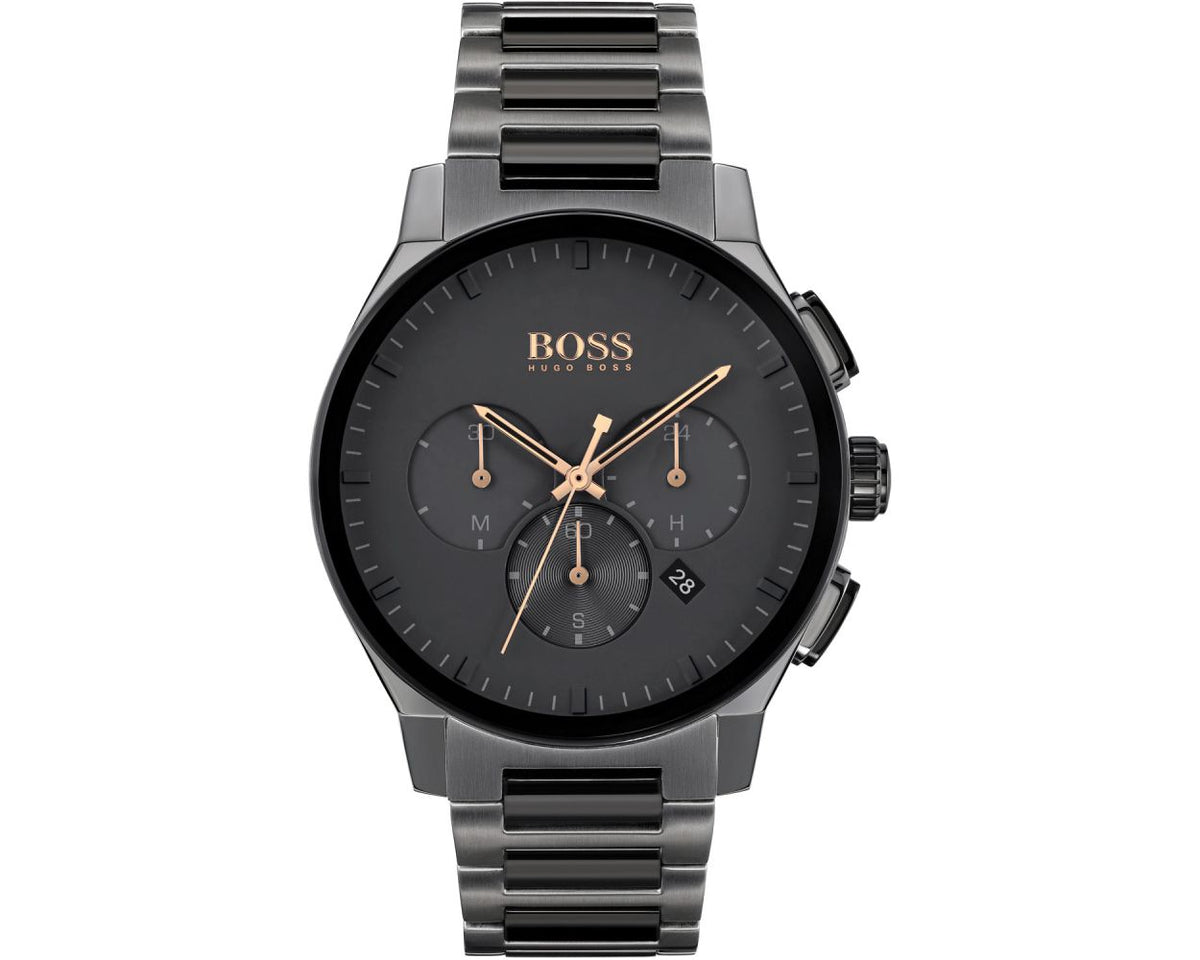 Hugo Boss Peak Black Dial Black Steel Strap Watch for Men - 1513814 Watches Hugo Boss   
