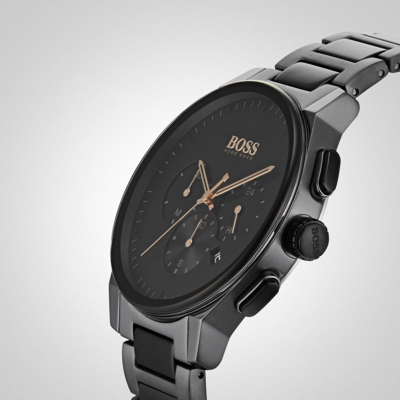 Hugo Boss Peak Black Dial Black Steel Strap Watch for Men - 1513814 Watches Hugo Boss   