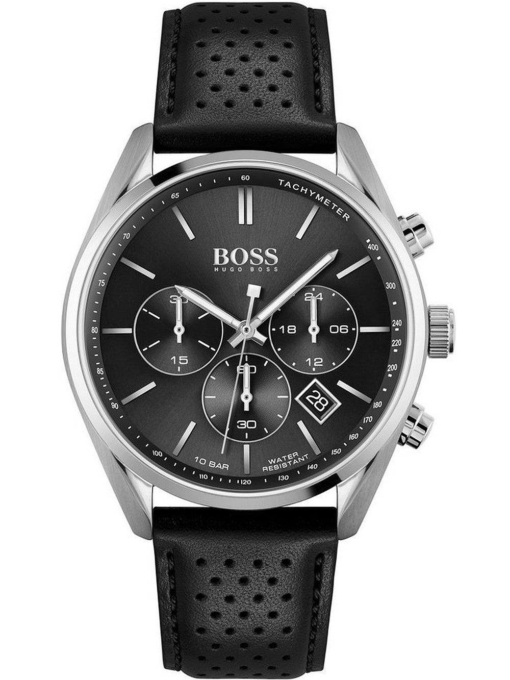 Hugo Boss Champion Black Dial Black Leather Strap Watch for Men - 1513816 Watches Hugo Boss   