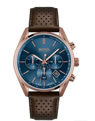 Hugo Boss Champion Blue Dial Brown Leather Strap Watch for Men - 1513817 Watches Hugo Boss   