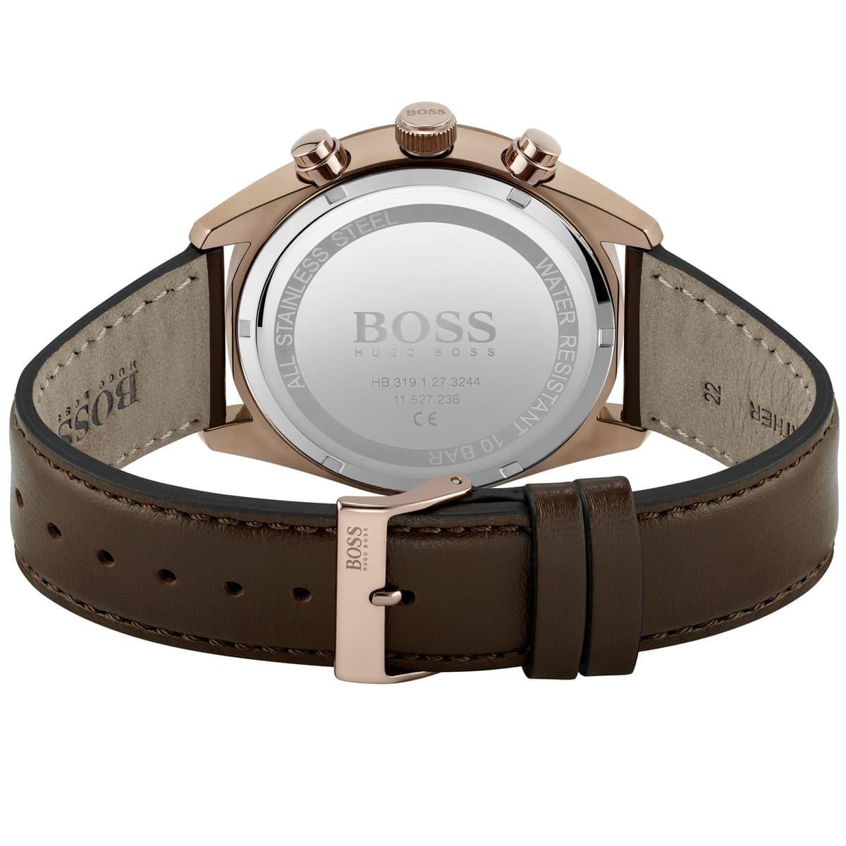 Hugo Boss Champion Blue Dial Brown Leather Strap Watch for Men - 1513817 Watches Hugo Boss   