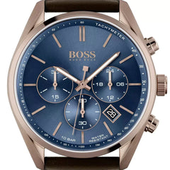 Hugo Boss Champion Blue Dial Brown Leather Strap Watch for Men - 1513817 Watches Hugo Boss   